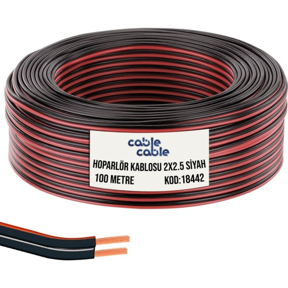 Cable Cable Kordon Hoparlör Kablosu 2x2.5 mm Siyah 100 mt Cablecable Ses Kablosu Fiyatı