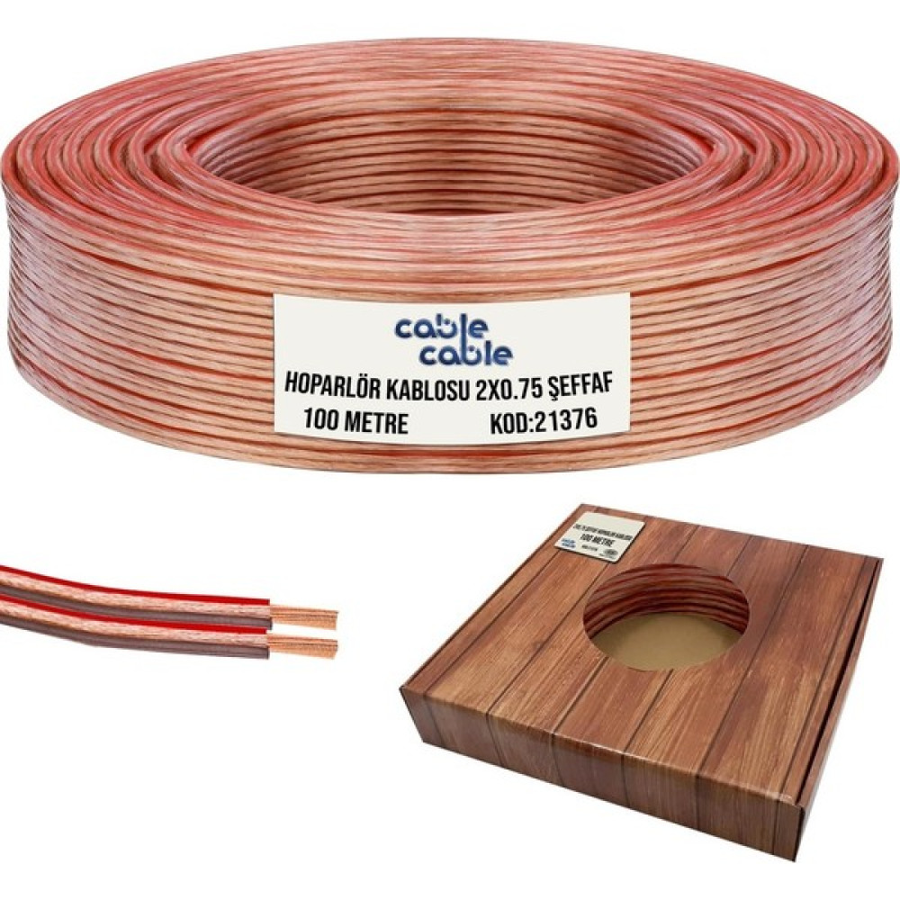 Cable Cable Kordon Hoparlör Kablosu Kutulu 2 x 0.75 mm Şeffaf 100 mt Cablecable Ses Kablosu Fiyatı
