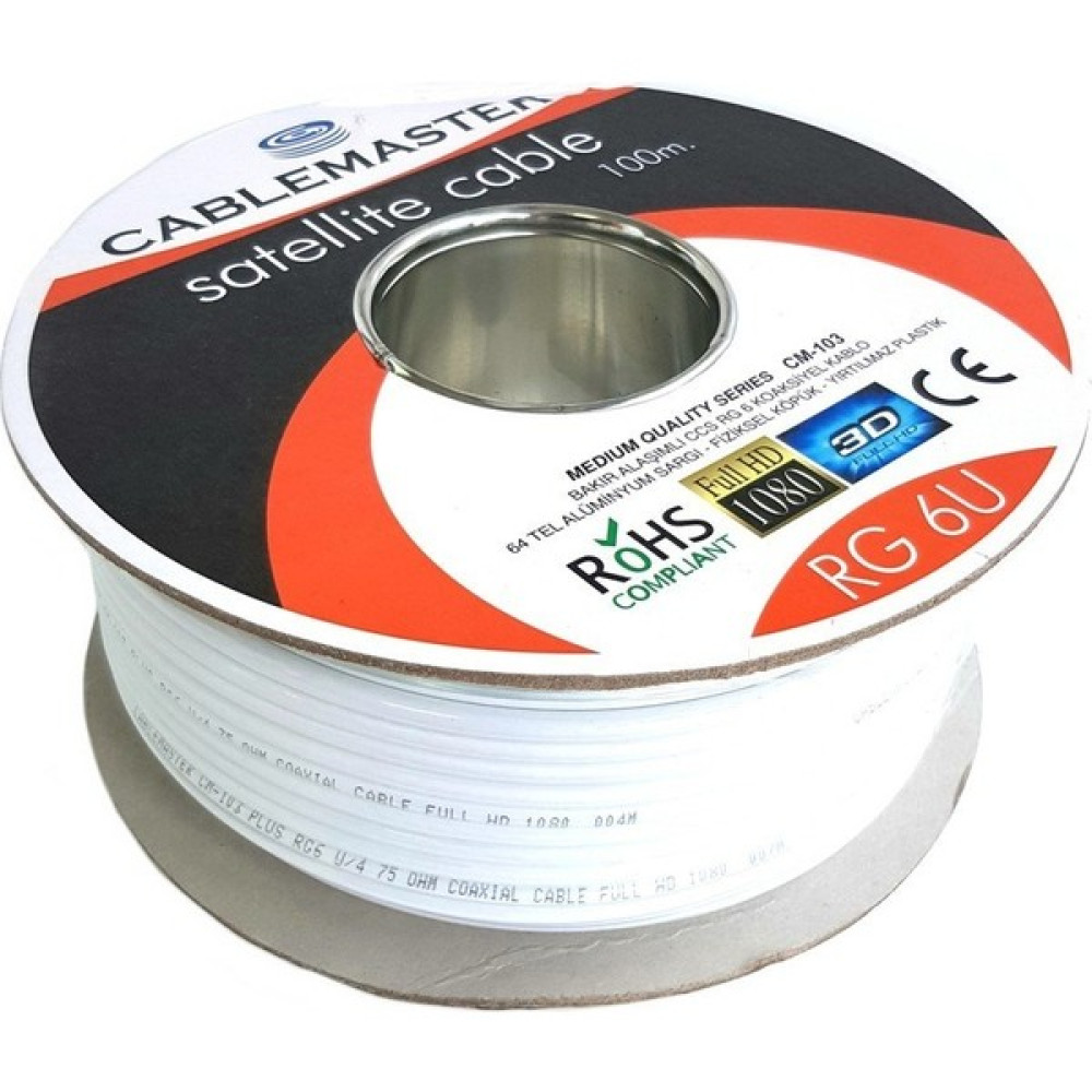 Cablemaster RG6U4 Anten Kablosu 100mt 64TEL Oto Boyaları Fiyatı