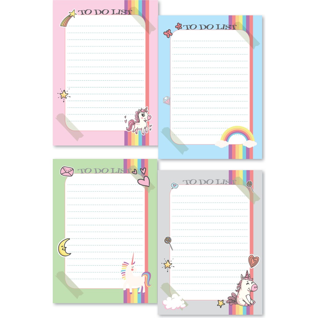 Cabuk Baskı 4lü Bloknot Note Pad - To Do List Bloknot Not Kağıdı 10 x 14 cm - Unicorn Not Defteri & Bloknot Fiyatı