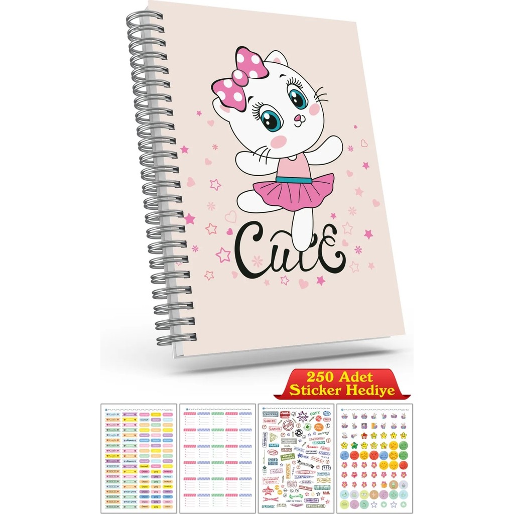 Cabuk Baskı A5 Boyutunda Ajanda Süresiz Haftalık Planlayıcı Defter (250 Adet Sticker Hediyeli) - Baby Pembe Defter & Kağıt Ürünleri Fiyatı