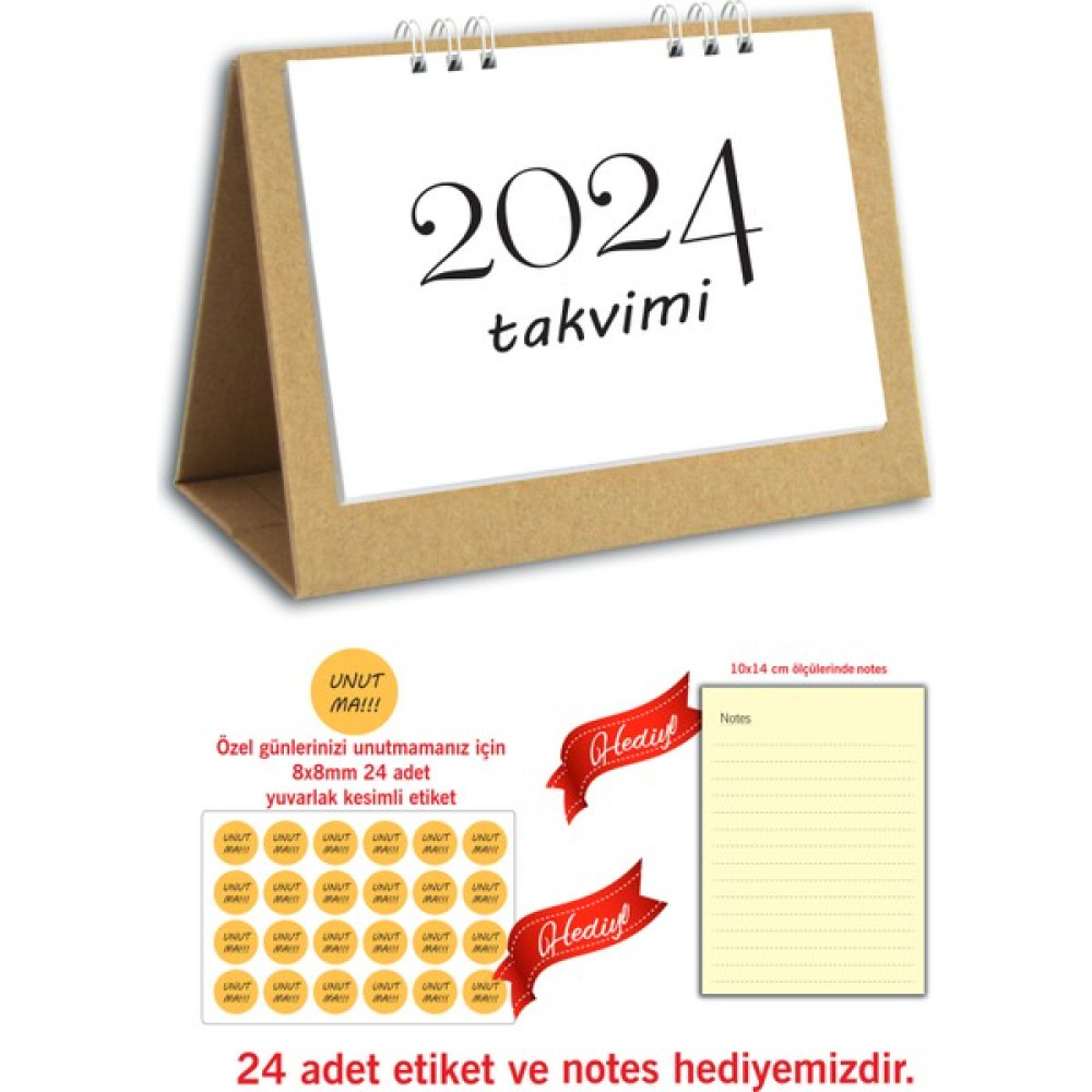 Cabuk Baskı Spiralli Özel Günler 2024 Masa Takvimi - Kraft Takvim Fiyatı