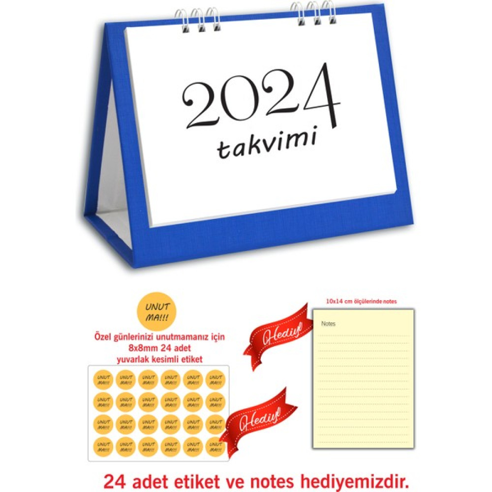 Cabuk Baskı Spiralli Özel Günler 2024 Masa Takvimi - Mavi Takvim Fiyatı