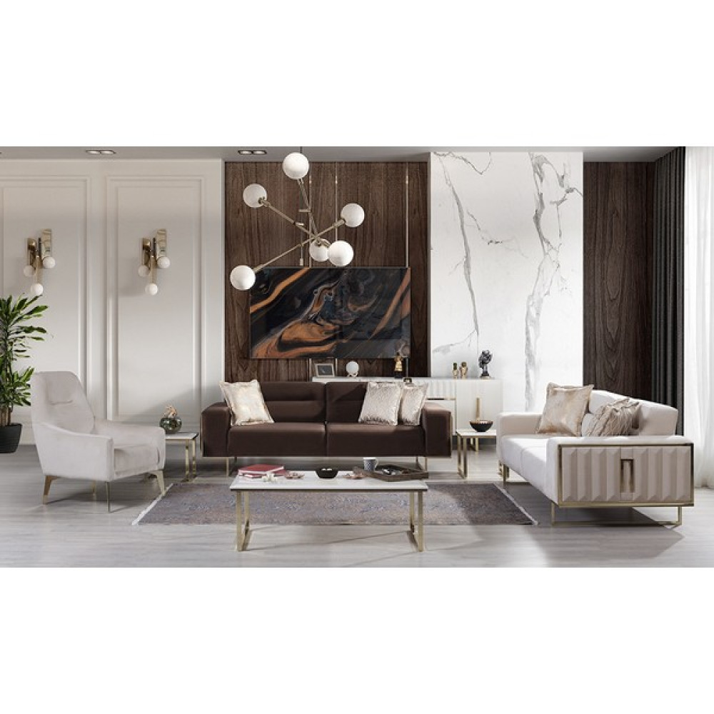 Cadde Yıldız Arven Salon Takımı - Kahverengi - Bej Koltuk Takımı / Seti Fiyatı
