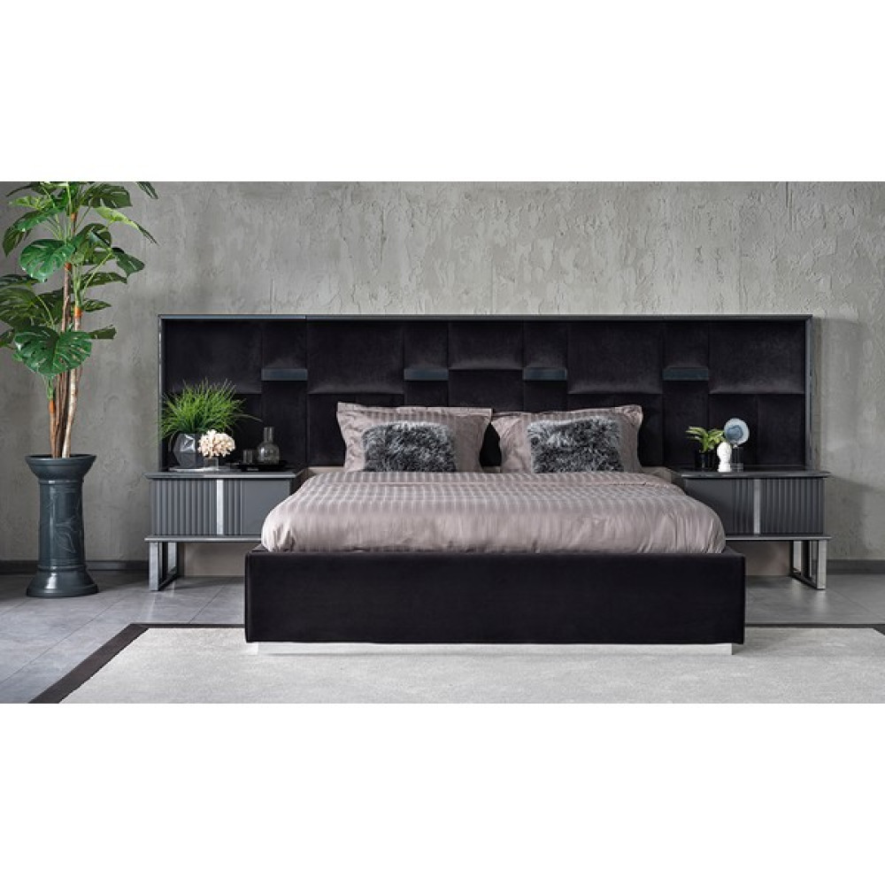 Cadde Yıldız Sansa Bazalı Karyola ve Başlık - 160 x 200 cm - Antrasit Karyola Fiyatı