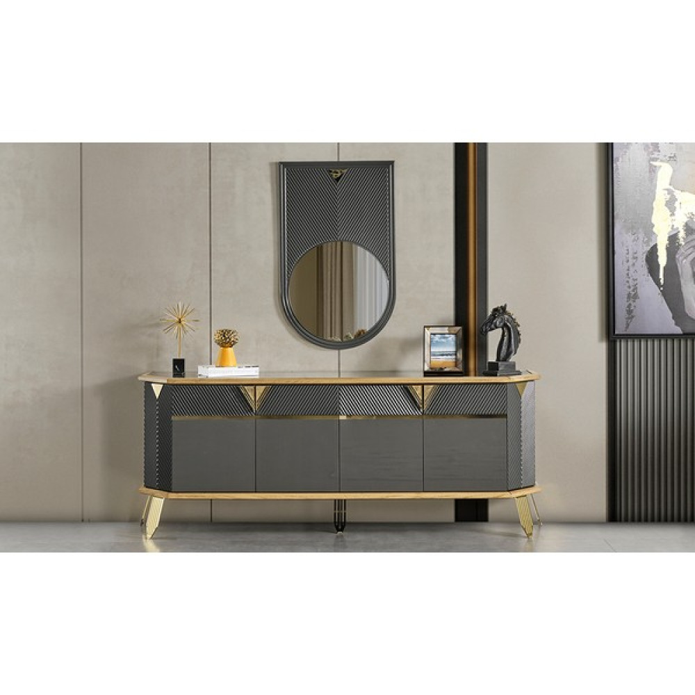 Cadde Yıldız Suave Gri Ceviz Konsol - 205 x 80 x 45 cm Konsol Mobilya Fiyatı