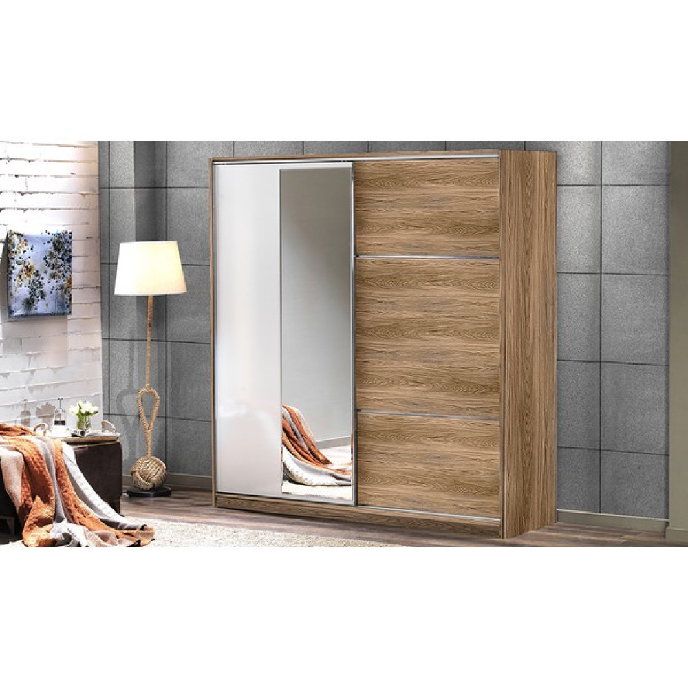 Cadde Yıldız Torino 220 cm Kaman Ceviz Sürgülü Gardrop Gardrop & Dolap Fiyatı