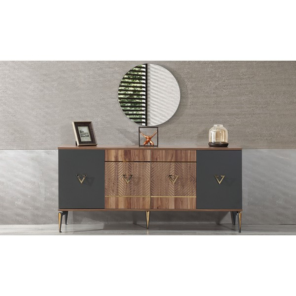 CaddeYıldız Nisan Konsol - 180 x 83 x 42 cm - Ceviz - Antrasit Konsol Mobilya Fiyatı