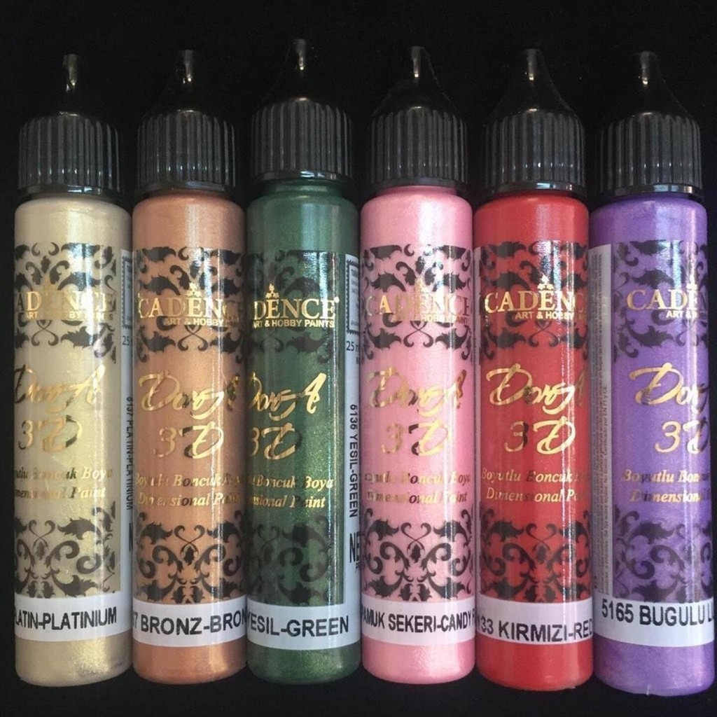 Cadence 3D Boncuk Boya Set 6 Lı 25 ml Metalik Renkler ile Boyutlu Boya Uygulama Boncuk Boya Fiyatı