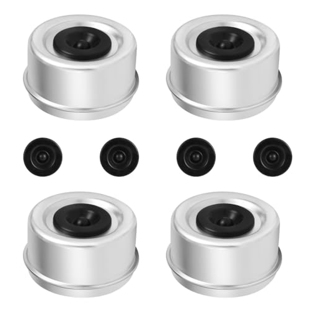 CAETOUNG 4Pack 2.72'' Trailer Hub Cap Trailer Wheel Bearing Dust Cap with Extra 4 Rubber Plugs Trailer Axle Dust Cap for EZ Lube Trailer Dust Cap 7000 to 8000 Lb