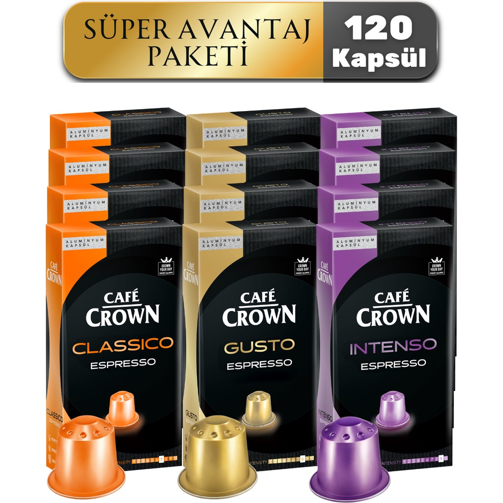 Cafe Crown 120'LI Kapsül Kahve Nespresso Uyumlu Mega Paket - 120 Al 60 Öde! - 120 Kapsül Diğer Fiyatı