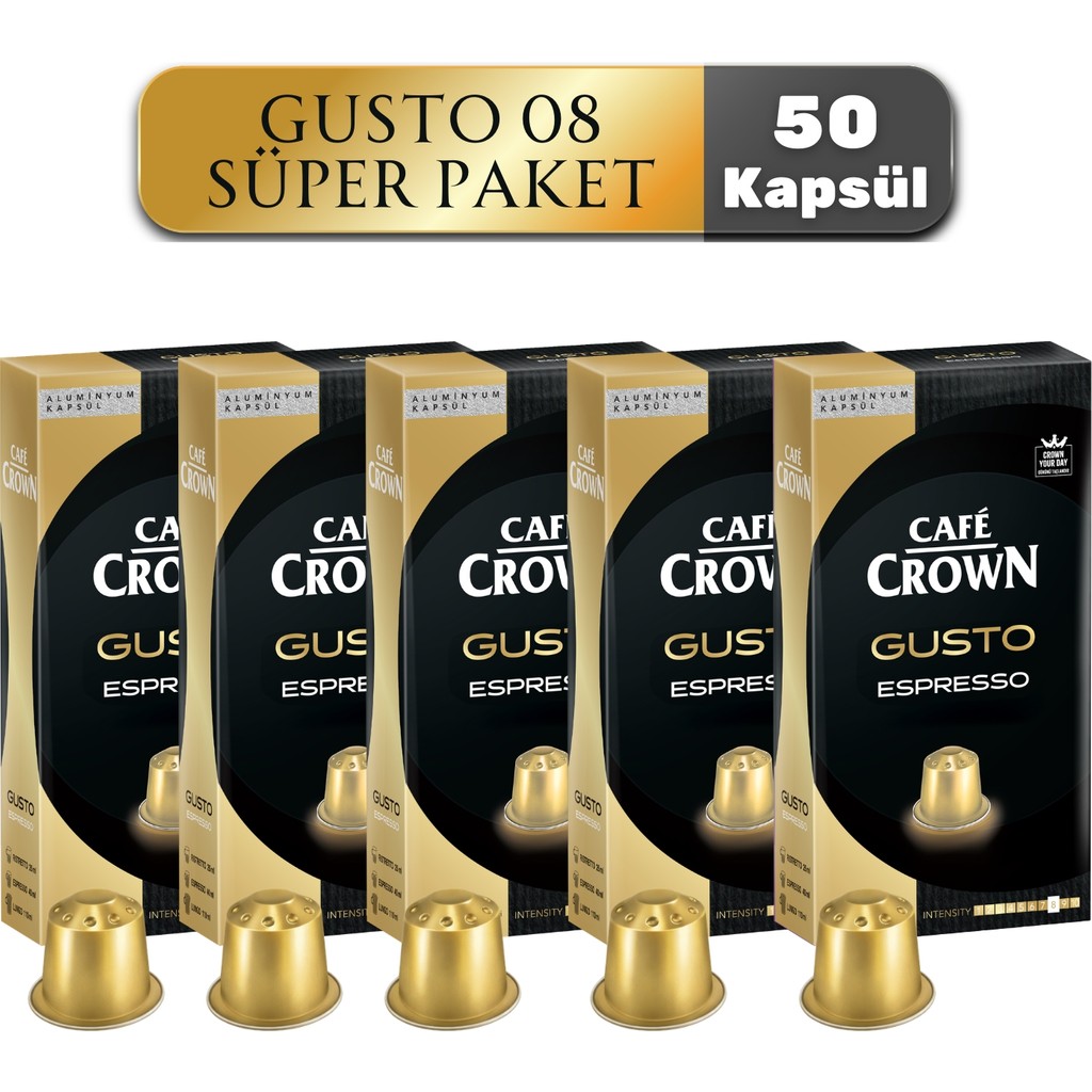 Cafe Crown 50'li Gusto Kapsül Kahve Nespresso Uyumlu Süper Paket ( Alüminyum Nespresso Uyumlu Kapsül Kahve ) Diğer Fiyatı