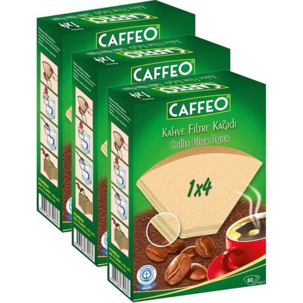Caffeo 1x4 Filtre Kahve Kağıdı 80 Adet x 3 Kutu (240 Adet) - Kağıt Filtre Kahve Fiyatı