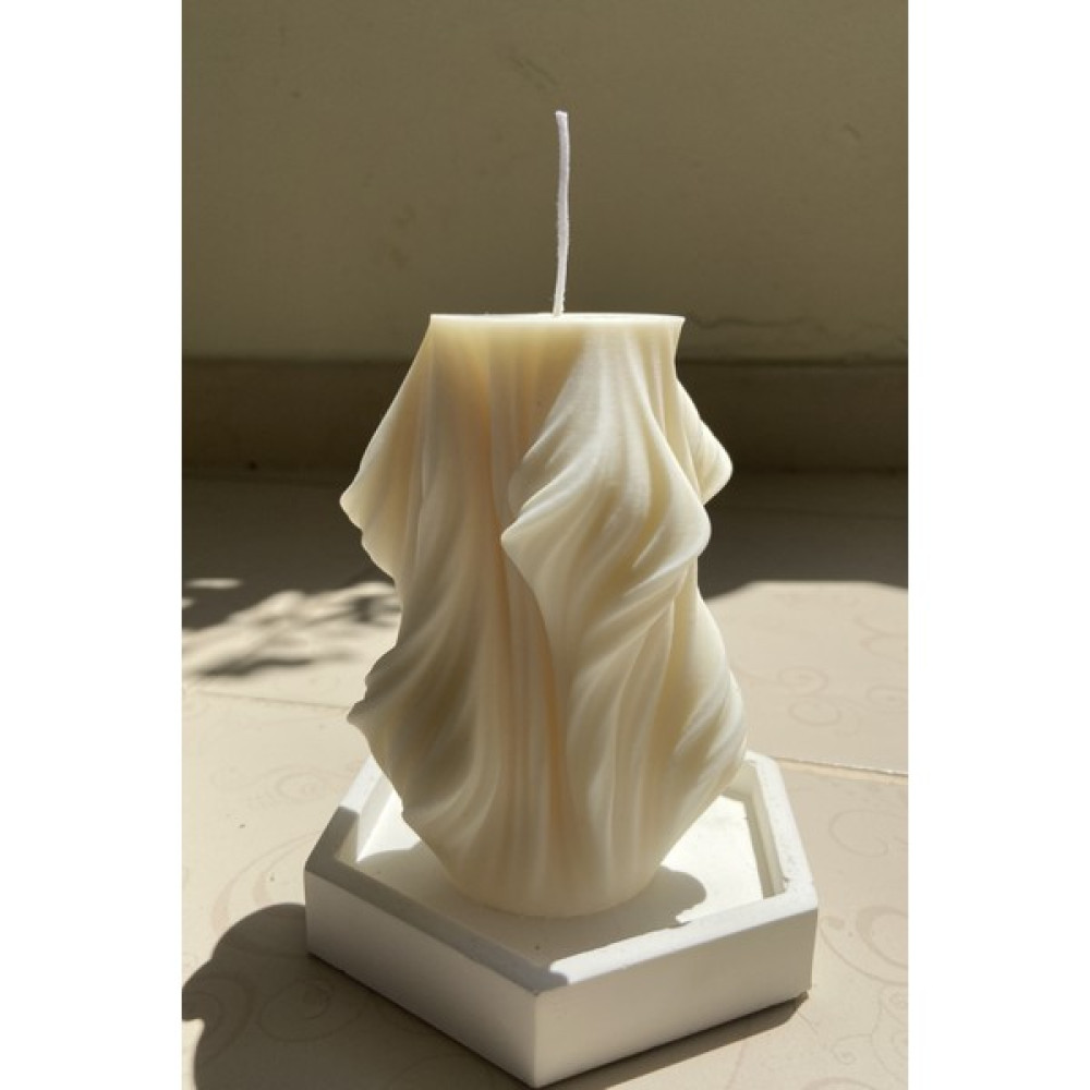 CageartStudio Dekoratif Dalgalı Mum - Dalgalı Kokulu Vegan Soya Wax Mumu - Beyaz - 1 Adet Dekoratif Mum Fiyatı
