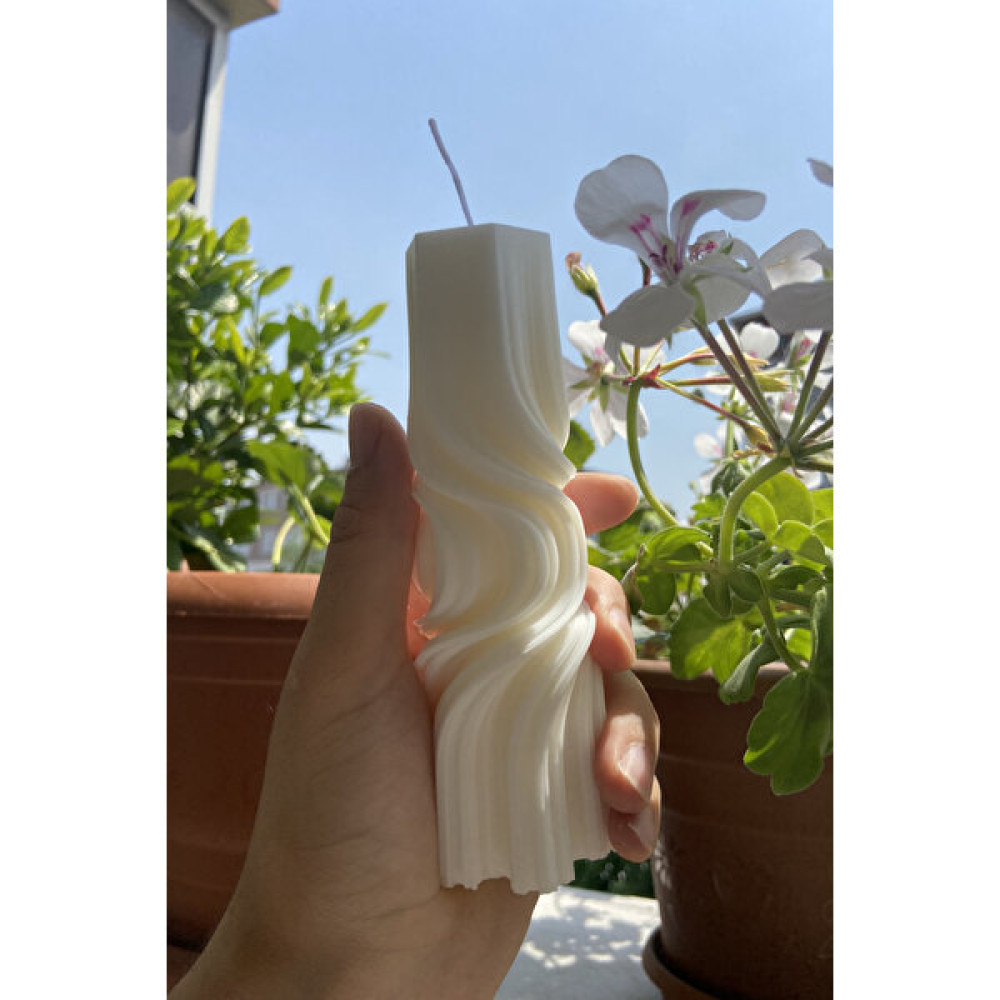 CageartStudio Dekoratif Desenli Uzun Kartanesi Mum - Snowflake Kokulu Vegan Soya Wax Mumu - Beyaz - 1 Adet Dekoratif Mum Fiyatı