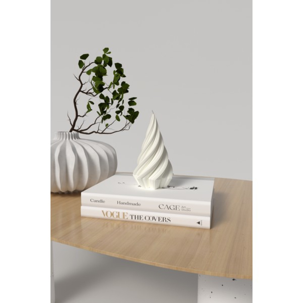 CageartStudio Dekoratif Yılbaşı Ağacı Kokulu Mum - Yılbaşı Ağacı Mum Soya Wax Candle 1 Adet Beyaz - Boy 12CM Dekoratif Mum Fiyatı