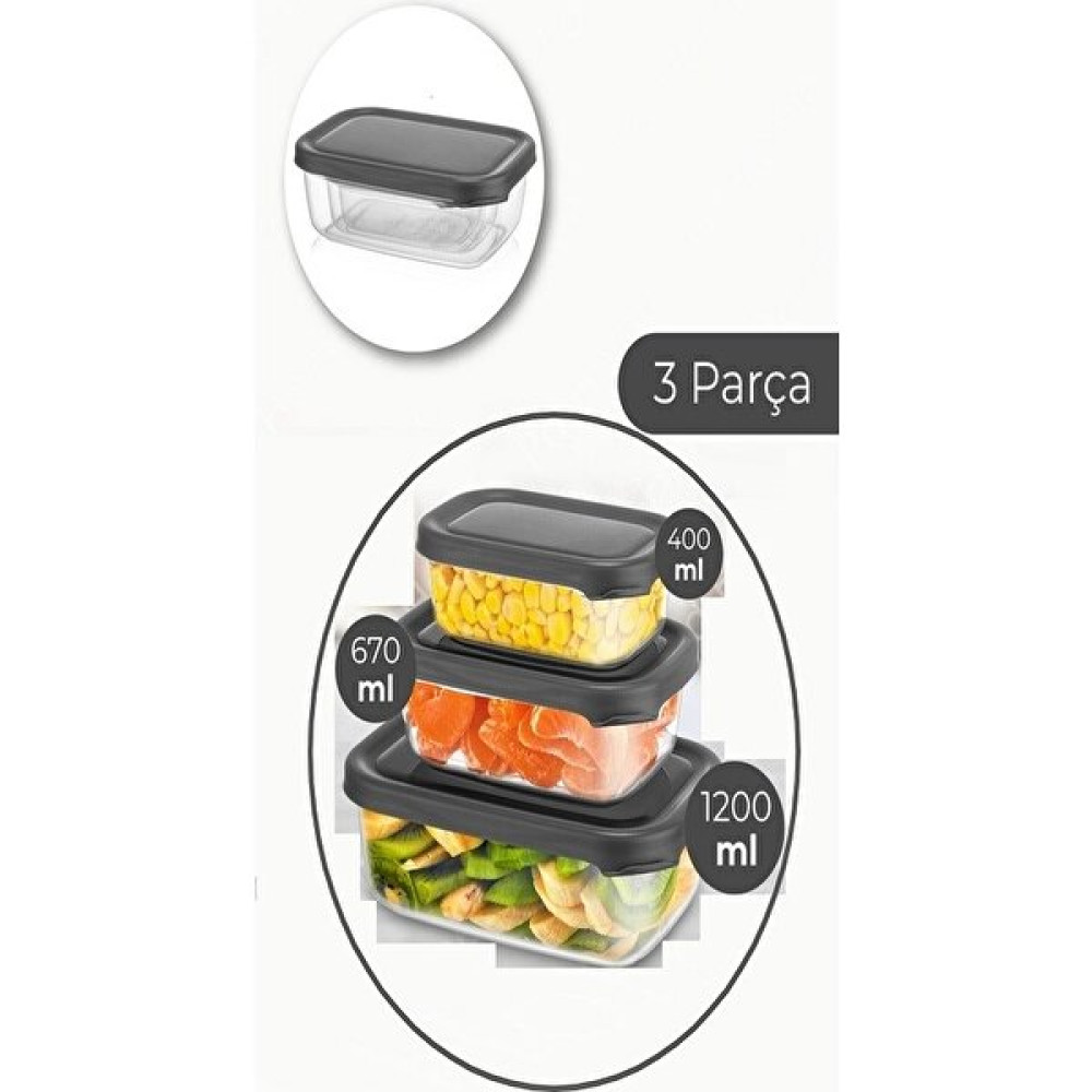 Çağla Homes 3lü Sızdırmaz Kilitli Füme Plastik Erzak Saklama Kabı Set - 3 Adet Saklama Kapları Fiyatı