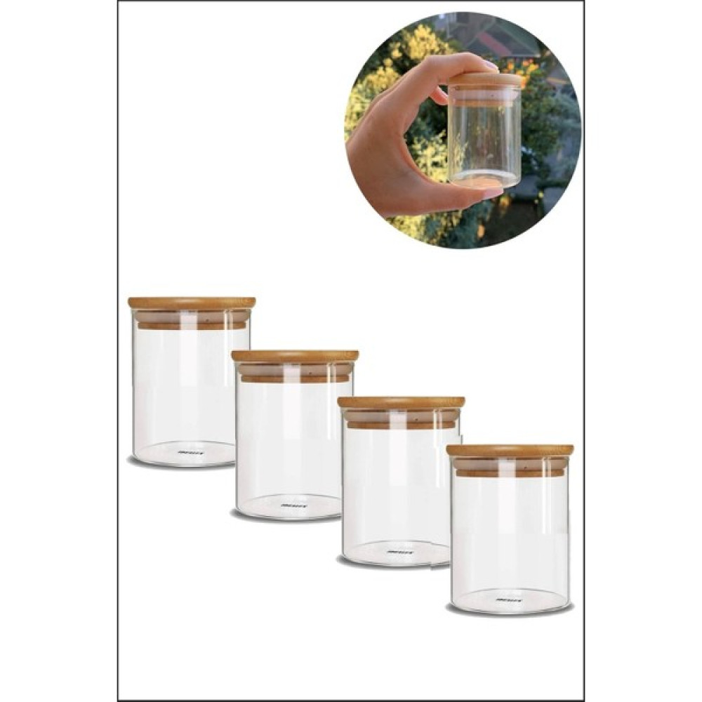 Çağla Homes 4lü Bambu Kapaklı Borasilikat Cam Baharatlık 200ML Saklama Kabı Set BLS-6580X4 Baharat Setleri & Baharatlıklar Fiyatı