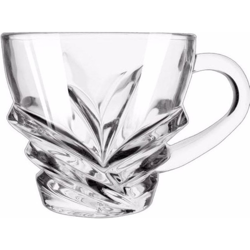 Çağla Homes 6'lı Lüx Kristal Kulplu Bardak Saplı Çay Bardağı Fincanı Seti Dekoratif Kb-08 - Şeffaf - 200 ml Fincan / Bardak / Kahve Takımı Fiyatı