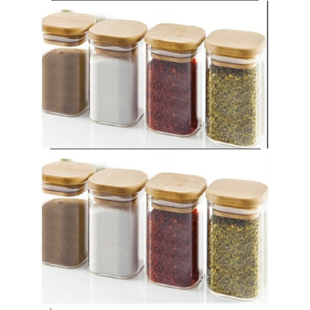 Çağla Homes 8li Bambu Kapaklı Borosilikat Cam Baharatlık 250ml Saklama Kabı Set Kvn32x8 Baharat Setleri & Baharatlıklar Fiyatı