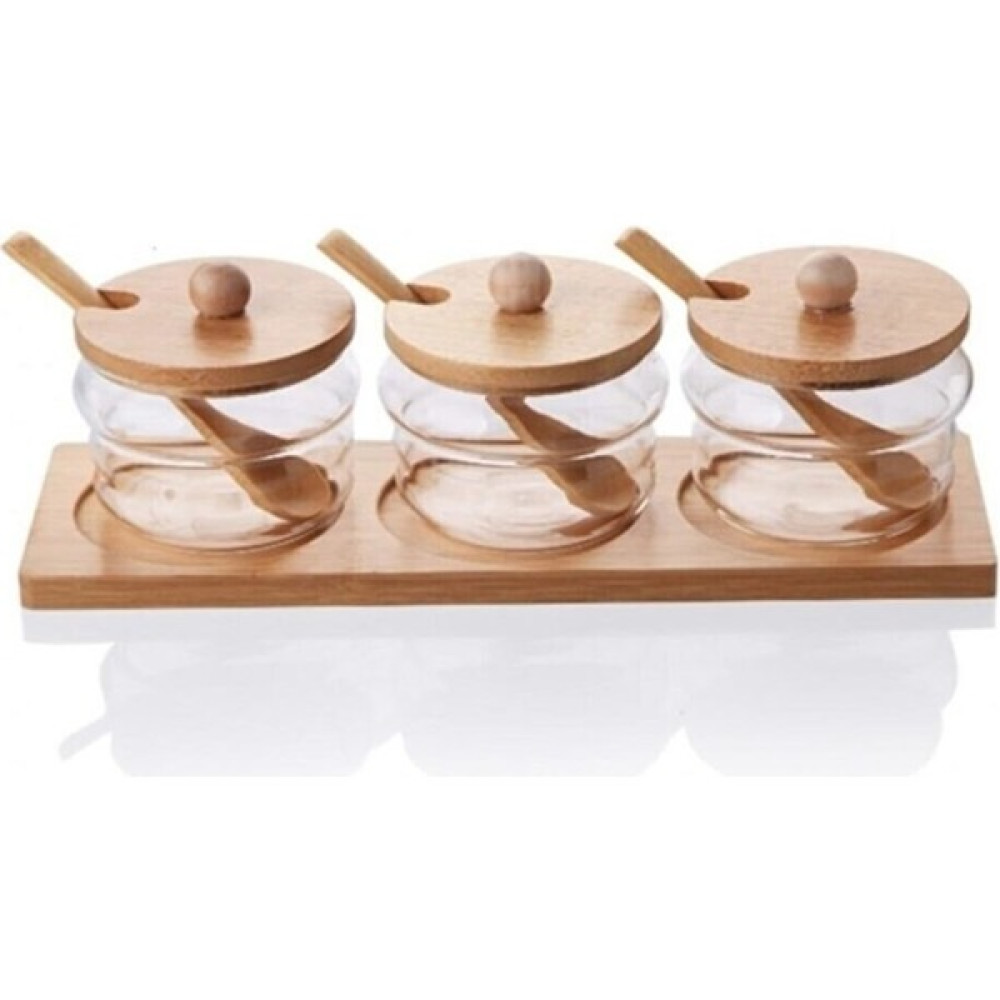 Çağla Homes Bambu Kapak Ve Kaşıklı 3lü Baharatlık Set Standlı Bsc10 Baharat Setleri & Baharatlıklar Fiyatı