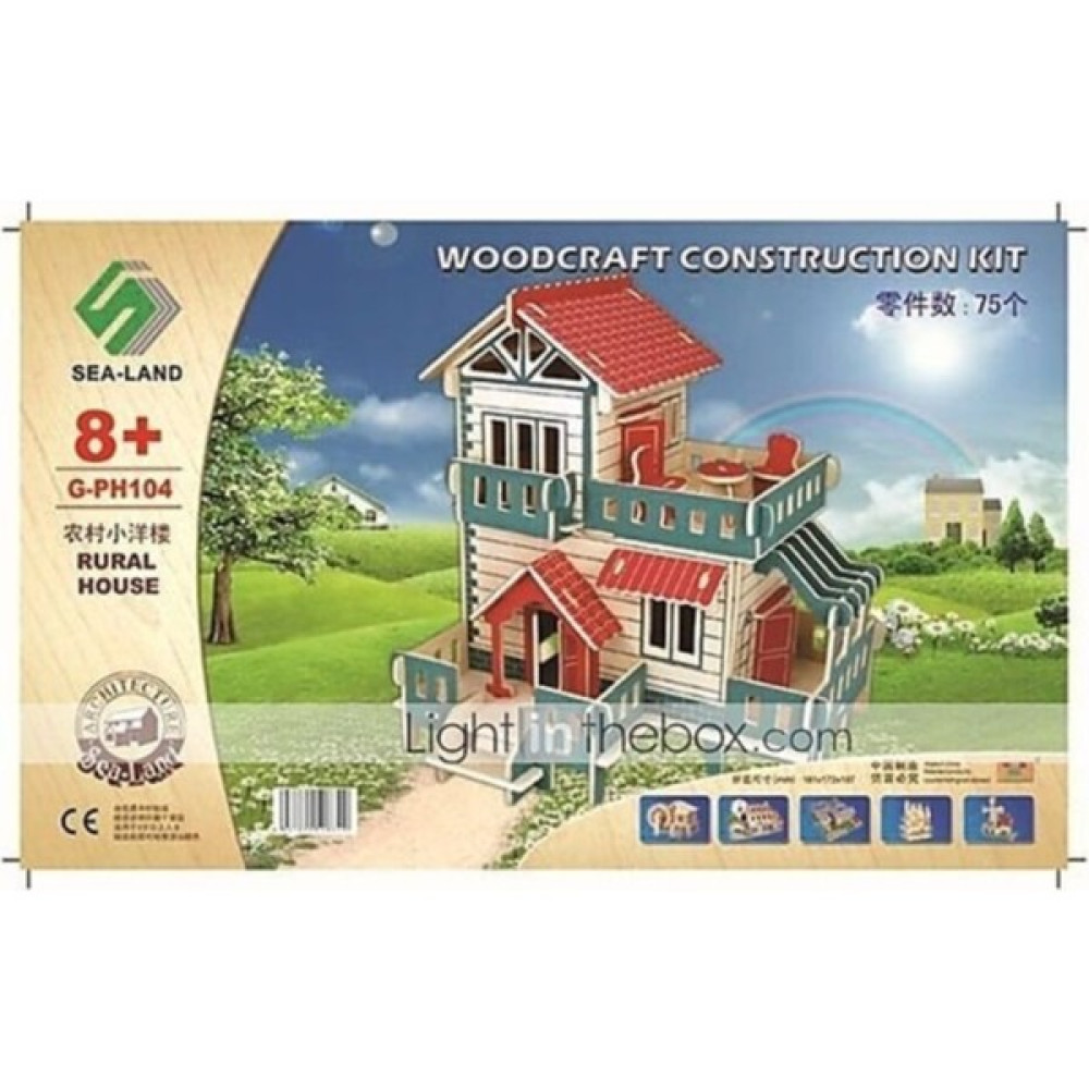 Çağrı 75 Parça 3D Ahşap Maket Puzzle Kırsal Ev Rural House Woodcraft - Ahşap Desenli - 0 Bebek Oyuncakları Fiyatı