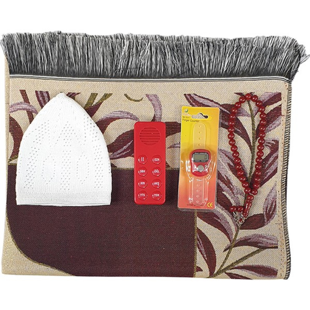 Çağrı Erkek Namaz Öğreten Set Kırmızı Hira Merve Seccade - 70 x 110 cm Seccade Fiyatı
