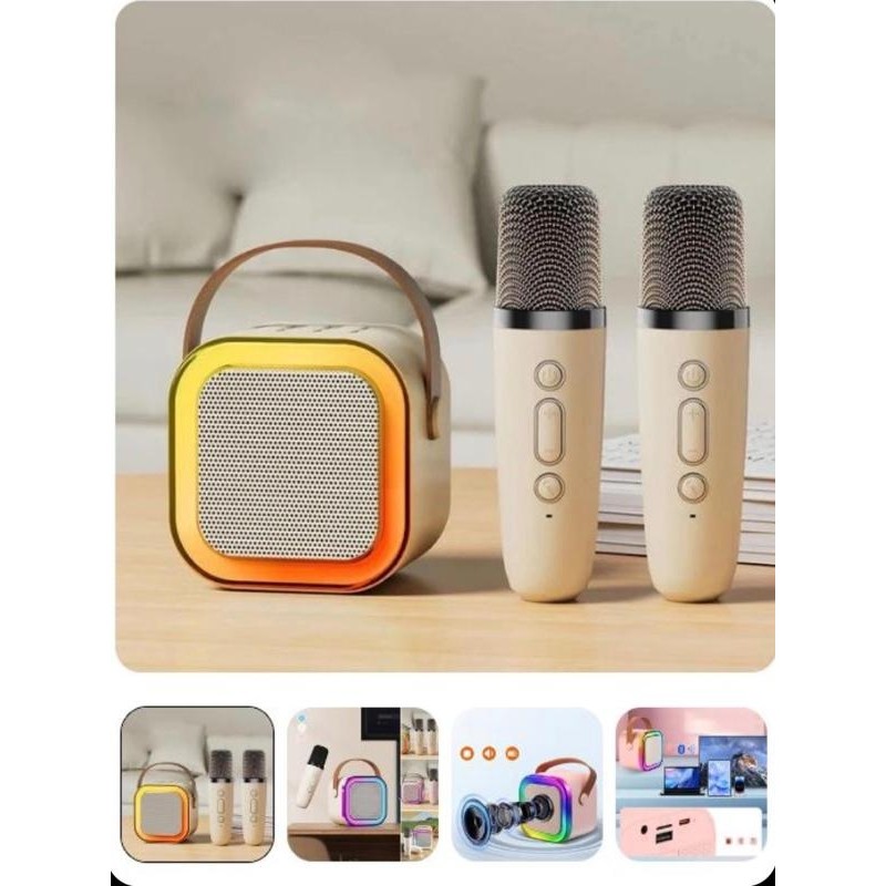 CAILON Rgb Işıklı Bluetooth Karaoke Hoparlör + 2 Kablosuz Mikrofon Çocuk ve Yetişkin Eğlence Seti - Çok Renkli Stüdyo Mikrofonu Fiyatı