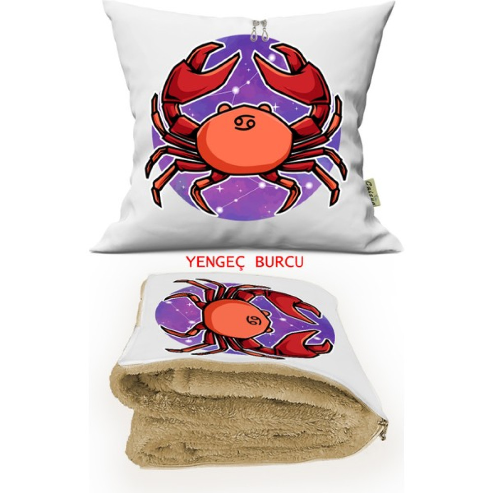 Caisya Butik Yengeç Burcu Baskılı Opsiyonel Battaniyeli Dekoratif Kırlent 36X36CM Oto Boyaları Fiyatı