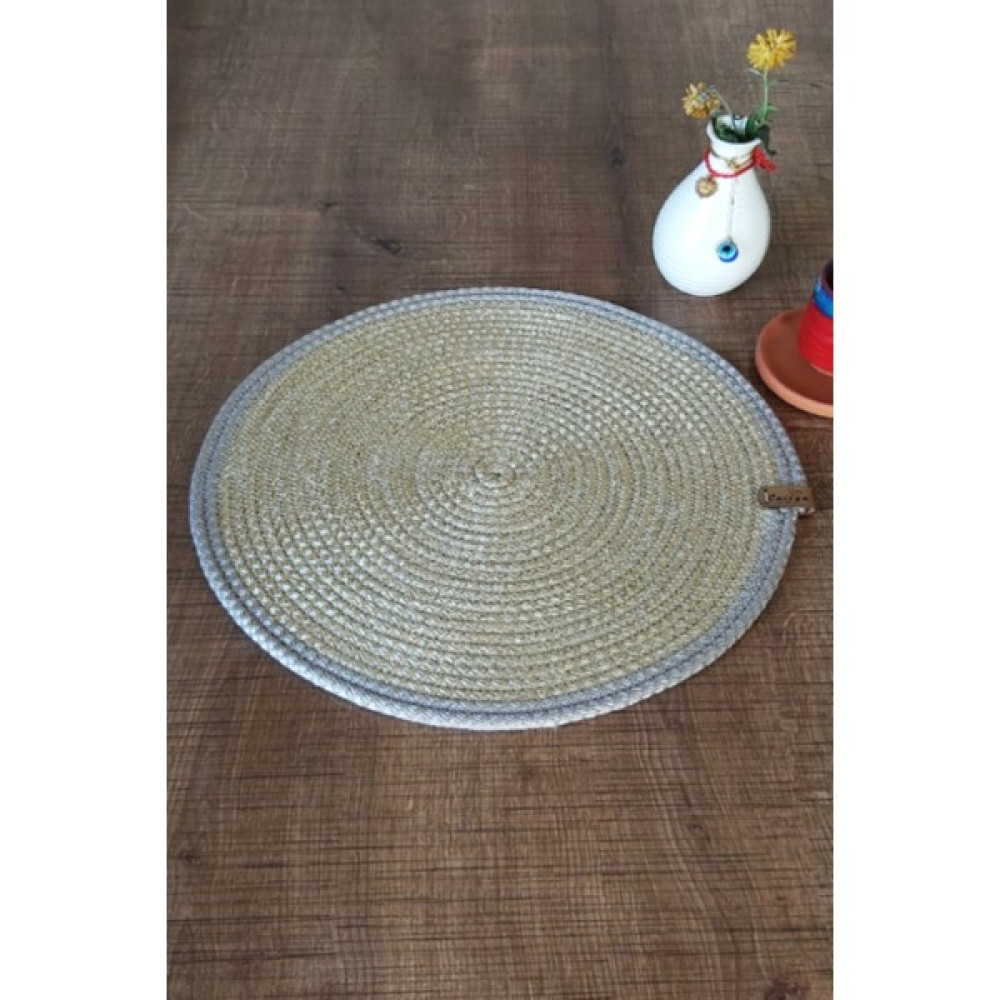 Caisya Home Amerikan Servis Runner 6’lı Hasır & Jüt Ip Sunum Supla Çeyiz Takım Örme Bambu Örgü Yanmaz Tabak Altı - Gold - 33 x 33 cm Amerikan Servis Fiyatı