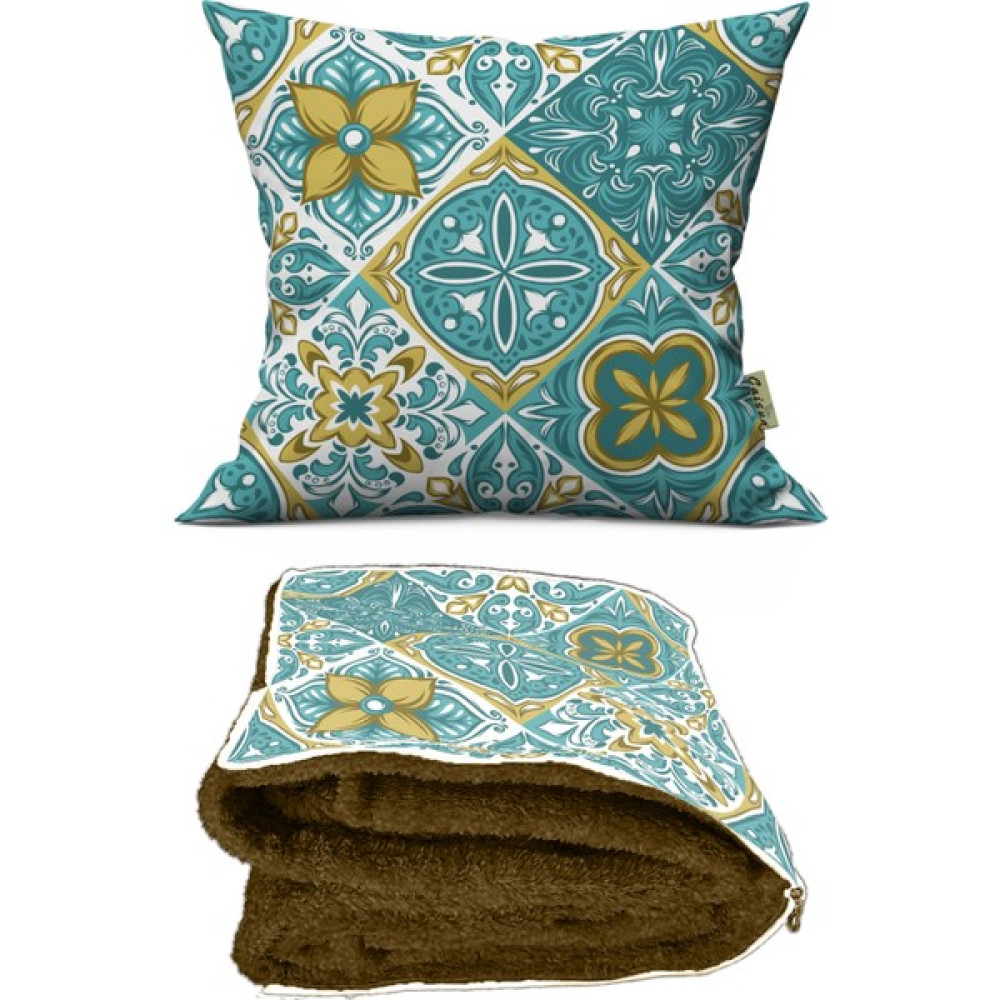 Caisya Home Modern Desenli Opsiyonel Yastık Içinde Tv Battaniyesi 110 x 170 cm - Renkli Battaniye Fiyatı