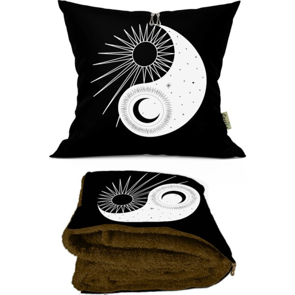 Caisya Home Ying Yang Zodyak Desenli Iç Dolgusu Battaniyeli Araç Içi Opsiyonel Yastık 38X38CM Oto Boyaları Fiyatı