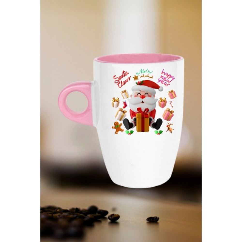 Caisya Noel Baba Happy Christmas Baskılı Kupa Bardak Porselen Latte Filtre Kahve Fincanı - Pembe Oto Boyaları Fiyatı