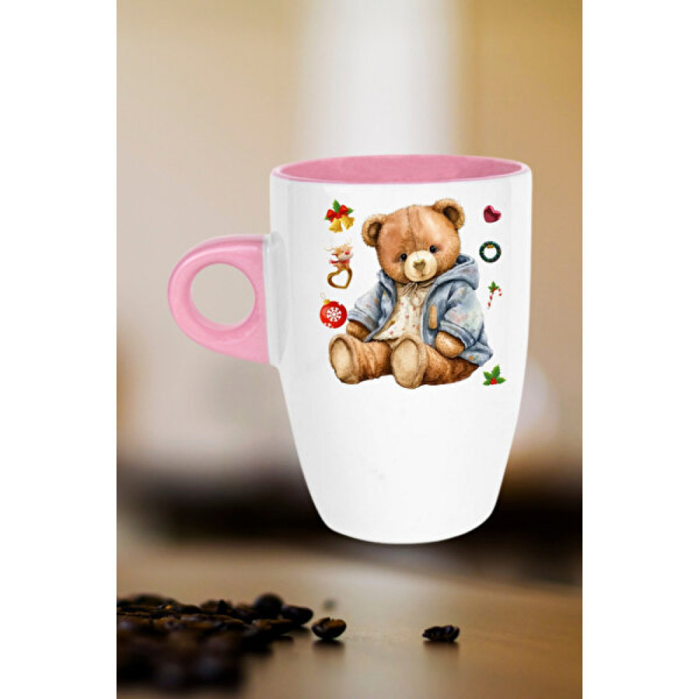 Caisya Yeni Yıl Oyuncak Ayı Teddy Bear Baskılı Kupa Bardak Porselen Latte Filtre Kahve Fincanı - Pembe Fincan / Bardak / Kahve Takımı Fiyatı