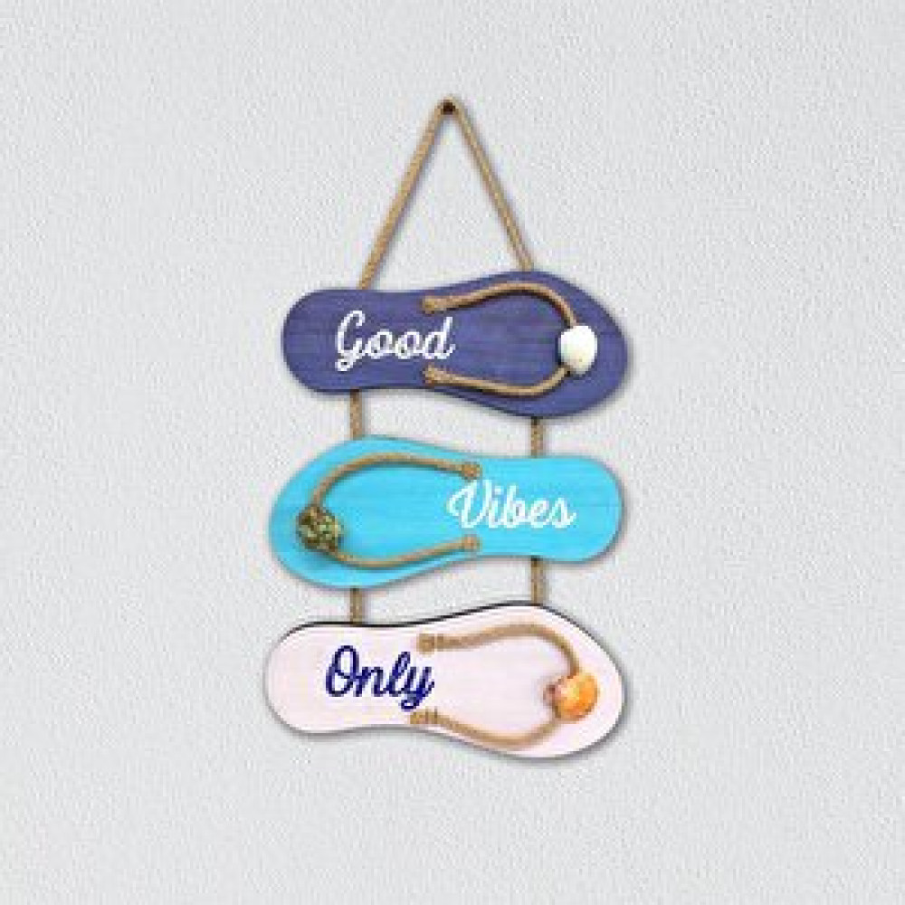 CajuArt Cajuart Good Vibes Only Yazılı Terlik Sandalet Şekil Ahşap Tablo Duvar Dekor Tablo & Poster Fiyatı