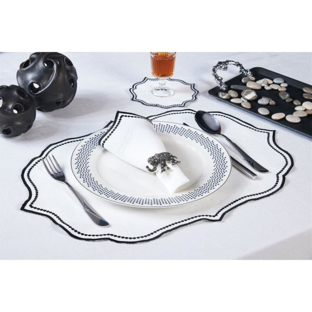 Caka Home 2'li Amerikan Servis Nakışlı Oymalı Keten Efektli Siyah Renkli - 35 x 50 cm Amerikan Servis Fiyatı