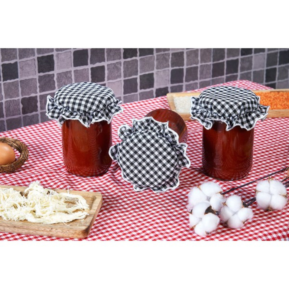 Caka Home 3'lü Kumaş Kavanoz Kapağı Ekose Desen Siyah - 11 ml Saklama Kapları Fiyatı