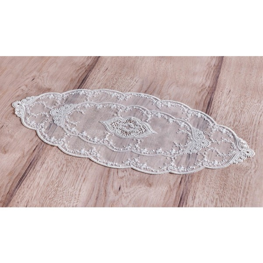 Caka Home Runner Gipürlü Tül Krem Renkli - 60 x 140 cm Masa Örtüsü Fiyatı