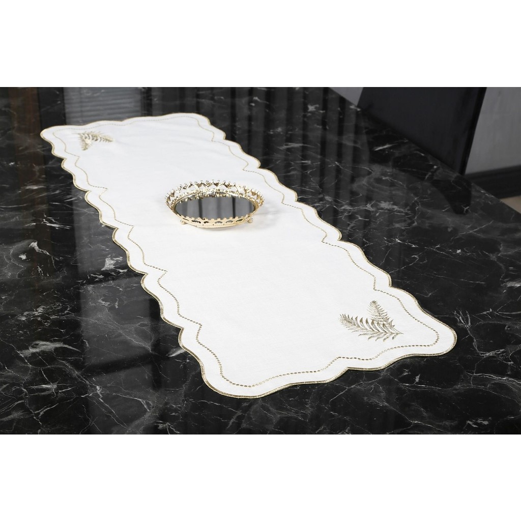 Caka Home Runner Yaprak Nakışlı Keten Efektli - Altın - 40 x 115 cm SSD / Solid State Drive Fiyatı