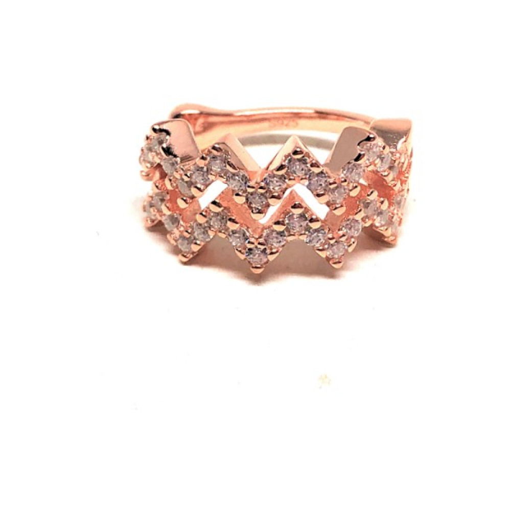 Caka Takı Ithal Iki Sıra Zigzag Cuff - Rose - Beyaz - Rose Gümüş Küpe Fiyatı