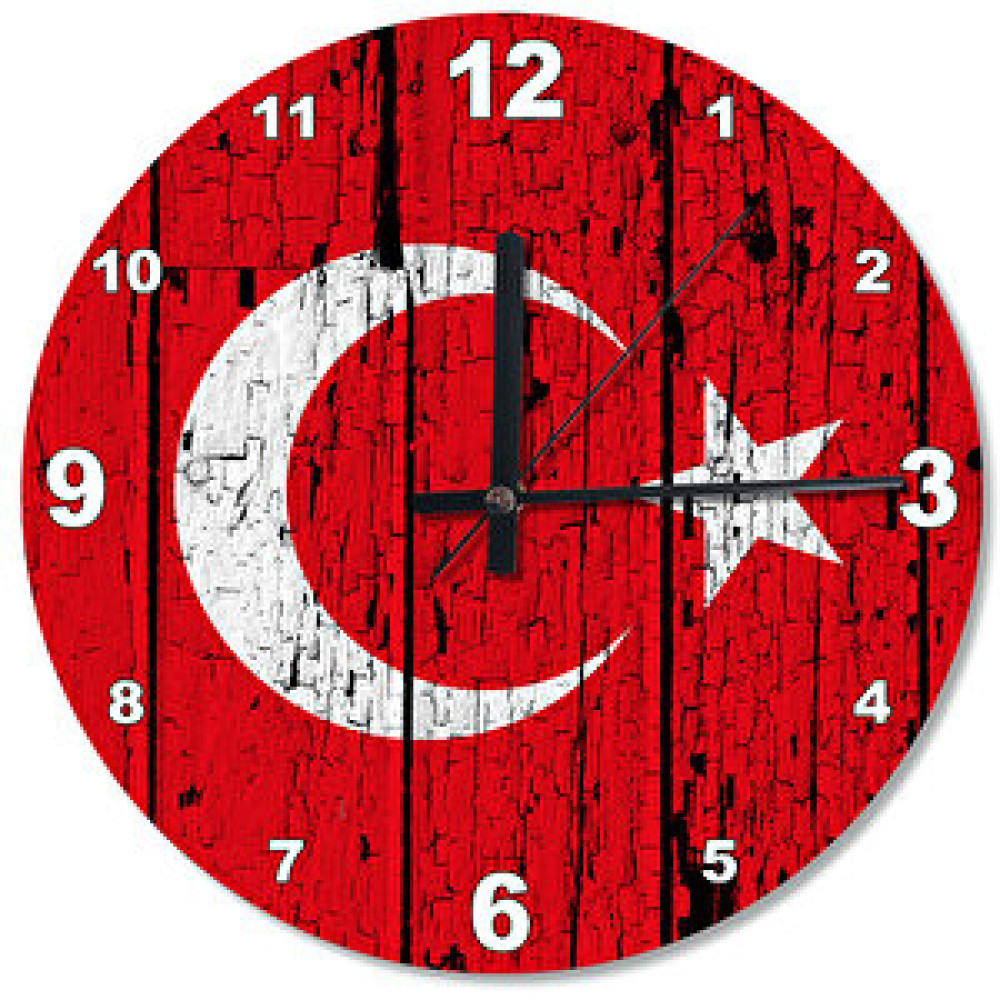 Cakasaat Eskimiş Ahşap Zemininde Bayrak Ahşap Duvar Saati Dekoratif Saat Fiyatı