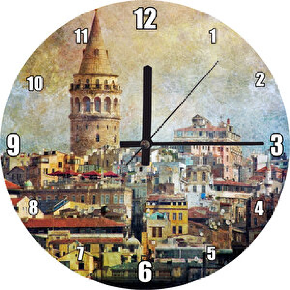 Cakasaat Galata Kulesinin Sanatsal Görsel Duvar Saati Dekoratif Saat Fiyatı
