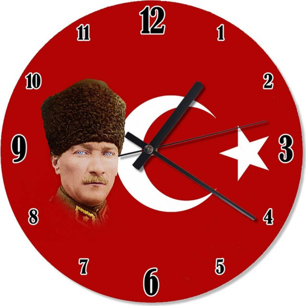Cakasepetim Atatürk ve Bayrak Desenli Duvar Saati 50 X 50 Cm Dekoratif Saat Fiyatı
