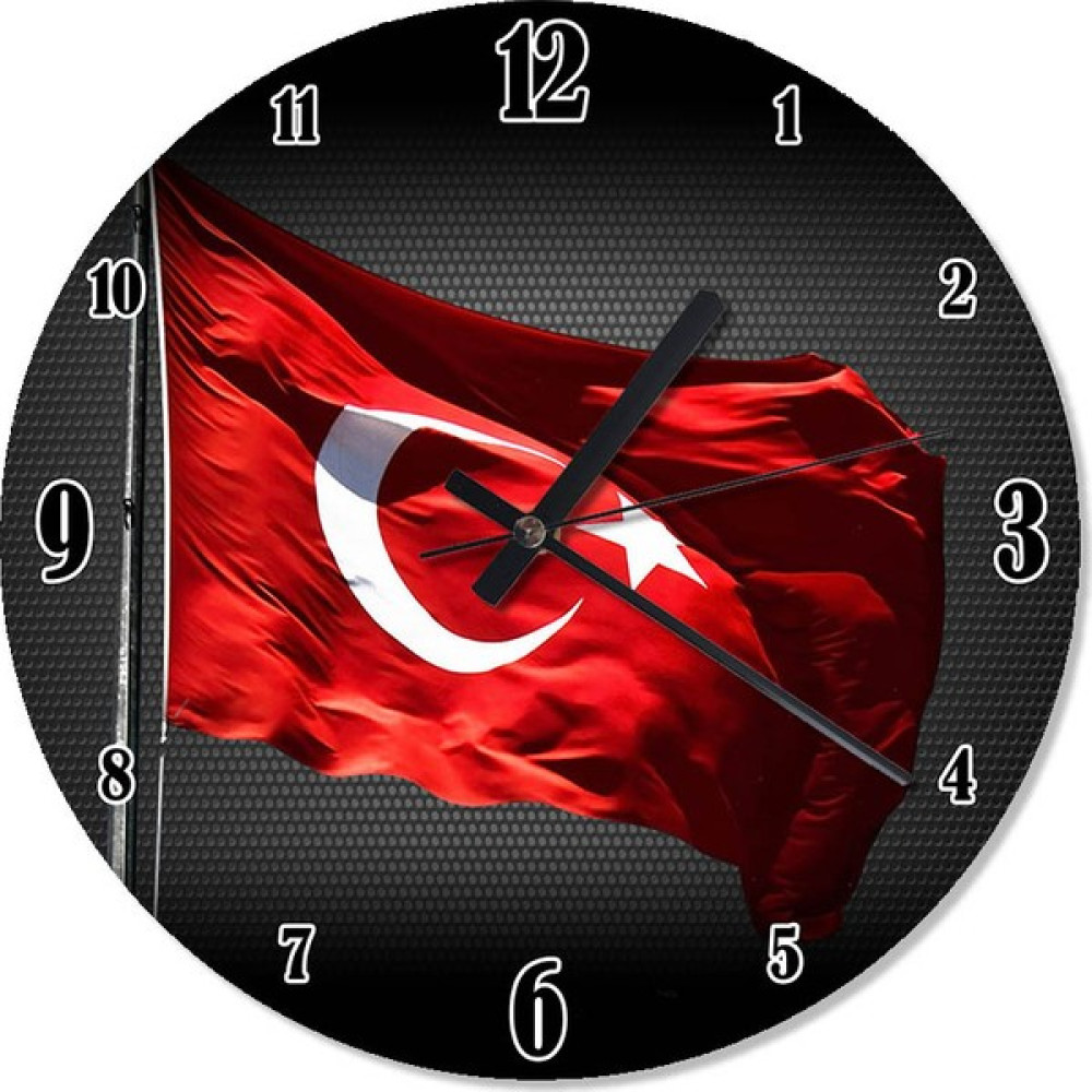 Cakasepetim Türk Bayrağı Duvar Saati - 50 x 50 cm Dekoratif Saat Fiyatı
