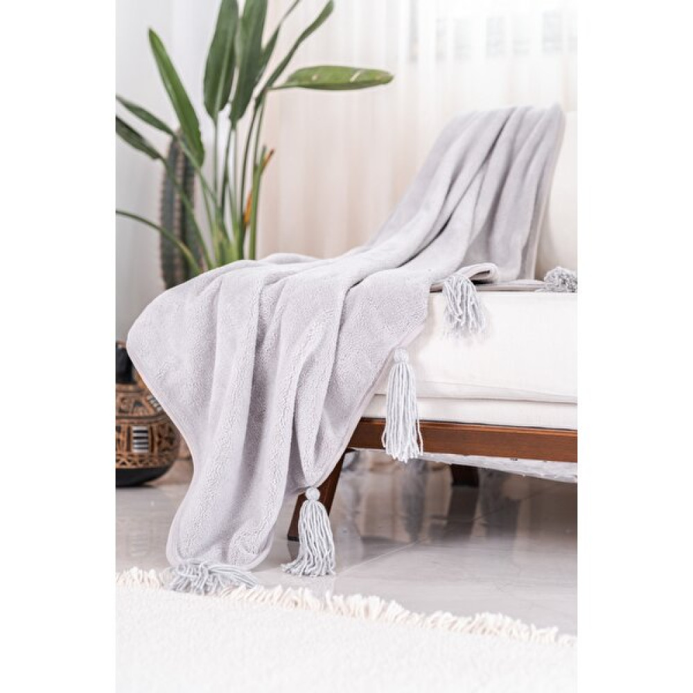 CAKKA Wellsoft Peluş TV Battaniyesi/Püsküllü Battaniye - Gri - 130 x 170 cm Battaniye Fiyatı