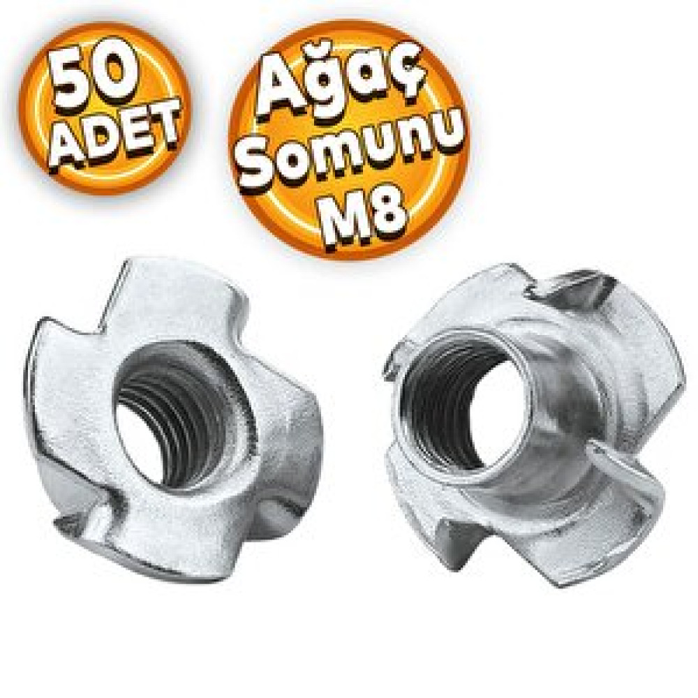 Çakma Ağaç Somunu M8 Çinko (50 Adet) Vida, Çivi, Somun Fiyatı