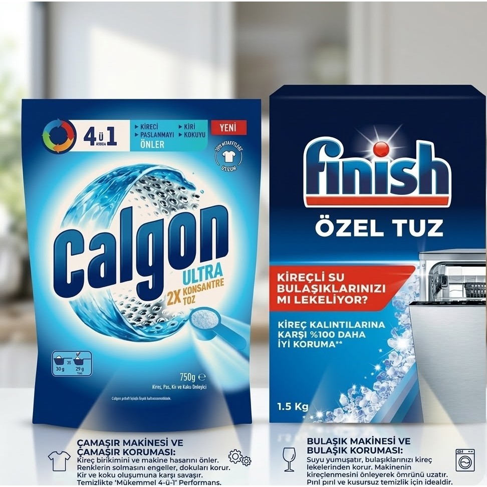 Calgon 4ü1 Arada Ultra Konsantre Toz Kireç Önleyici 750 gr Bulaşık Makinesi Özel Tuz 1500 gr - 210 g Bulaşık Makineleri Fiyatı