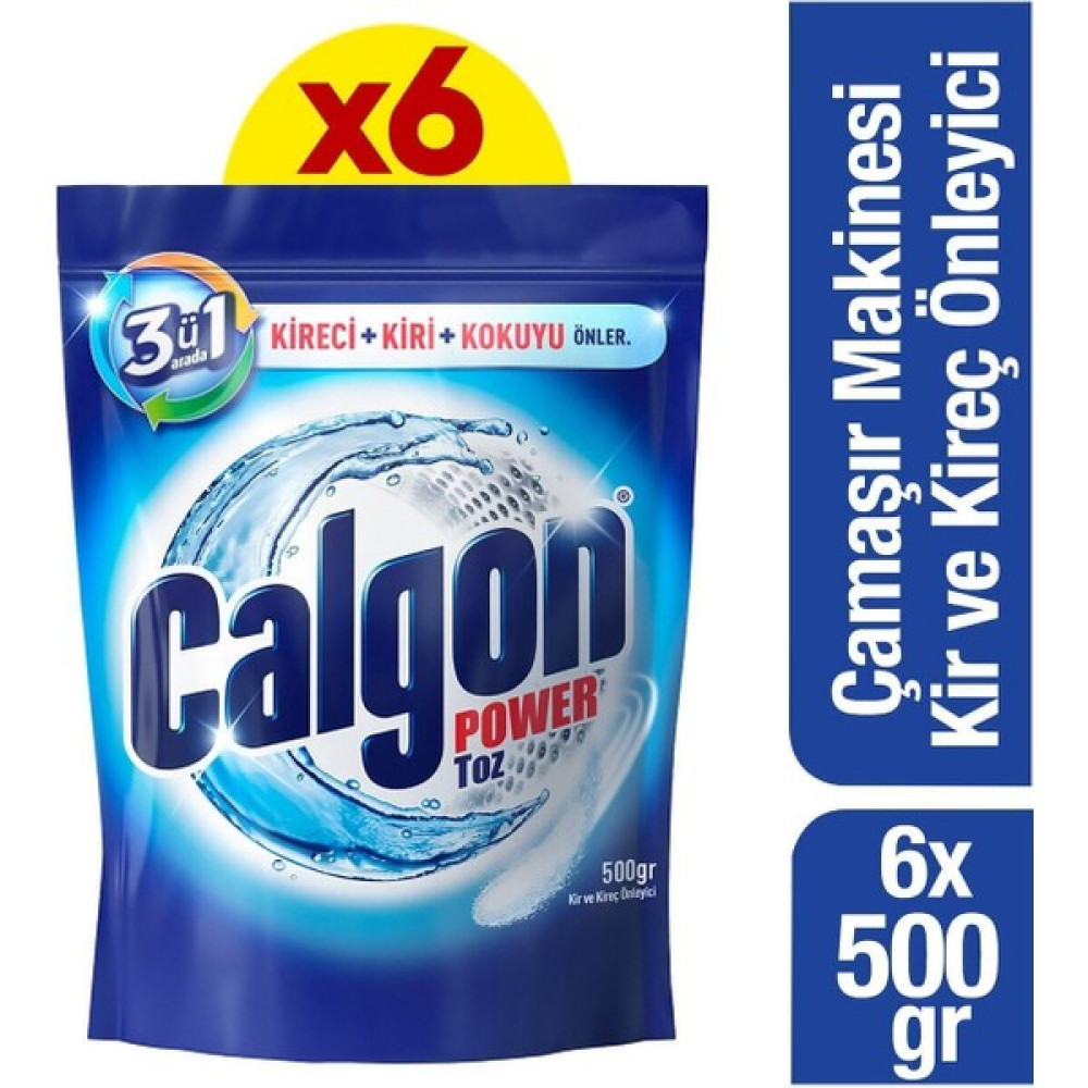 Calgon Çamaşır Makinesi Kireç Önleyici Toz 500 gr x 6 Adet - 1 lt Çamaşır Makinesi Ürünleri Fiyatı