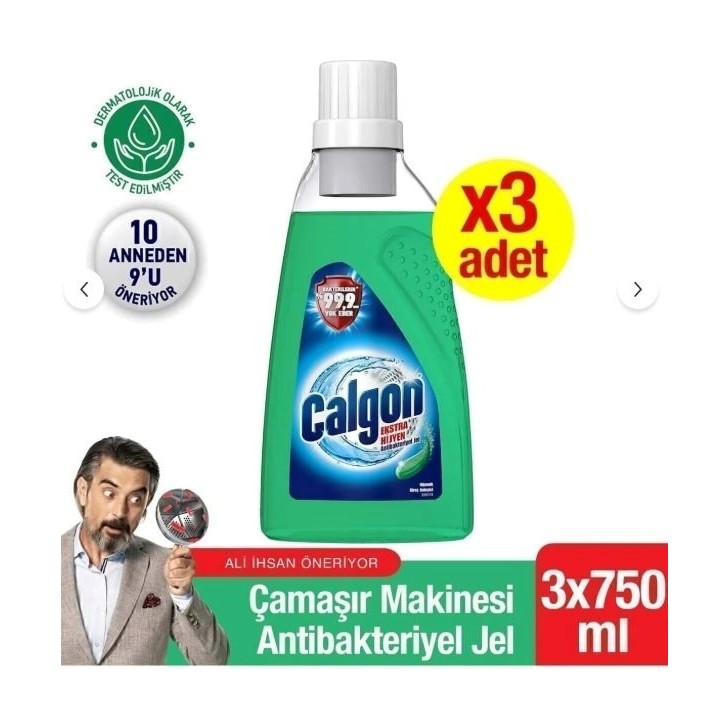Calgon Ekstra Hijyen Çamaşır Makinesi Temizleyici, Kir ve Kireç Önleyici Jel 750 ml X3 Çamaşır Makineleri Fiyatı