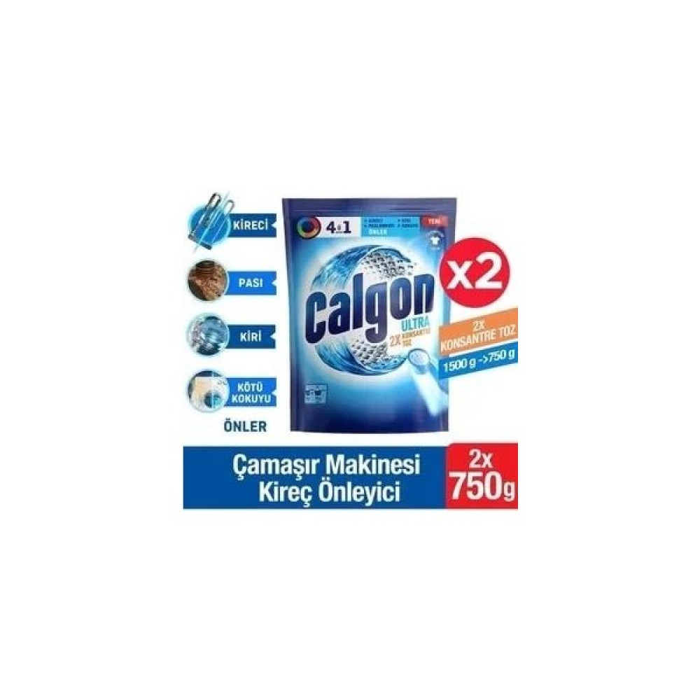 Calgon Power Kir, Pas, Kireç ve Koku Önleyici 4u 1 Arada Ultra Konsantre Toz 750 G x 2 - 1,5 kg Çamaşır Makinesi Ürünleri Fiyatı